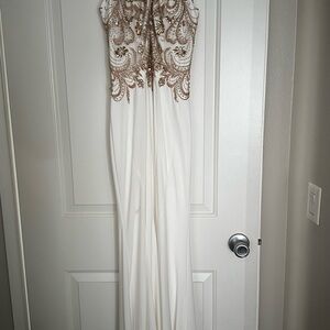 Elegant White and Gold Gown